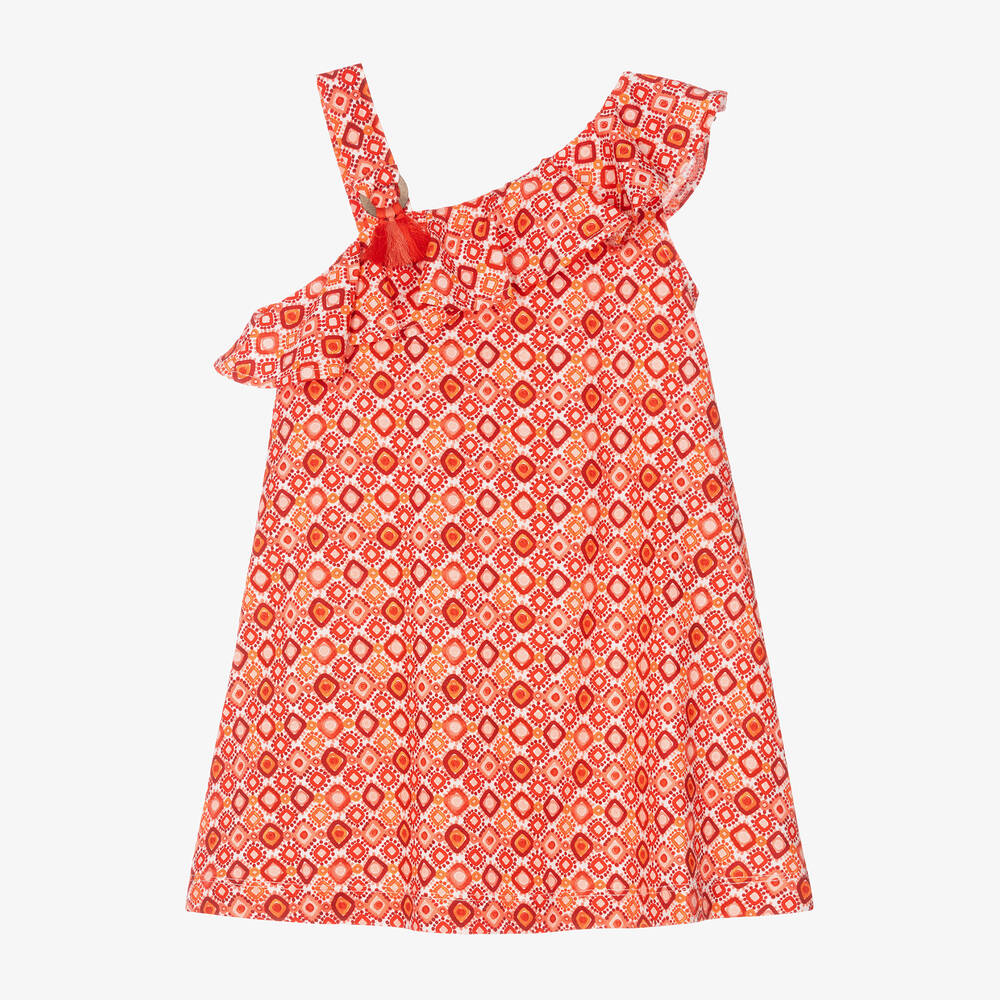 Mayoral-Girls Orange Cotton Dress | Childrensalon Outlet