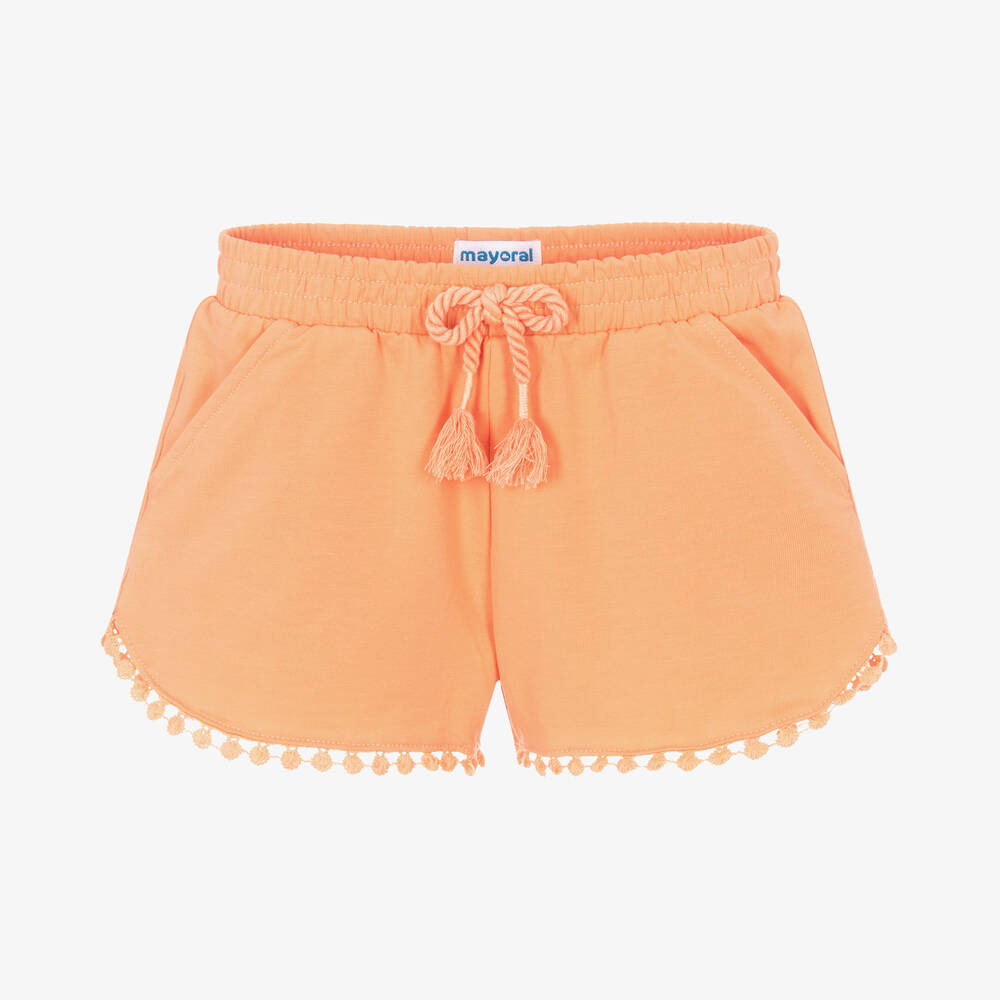 Mayoral - Girls Orange Cotton Jersey Shorts | Childrensalon