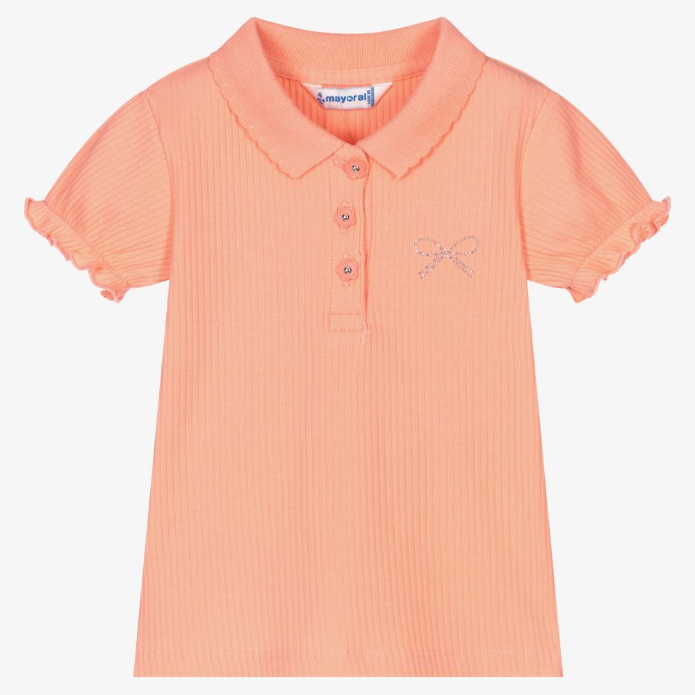 Mayoral - Polo orange en coton Fille | Childrensalon