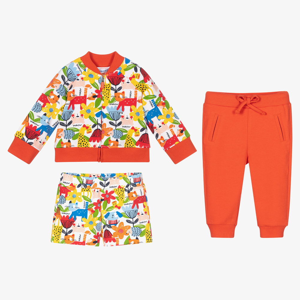 Mayoral - Оранжевый спортивный костюм из хлопка для девочек | Childrensalon