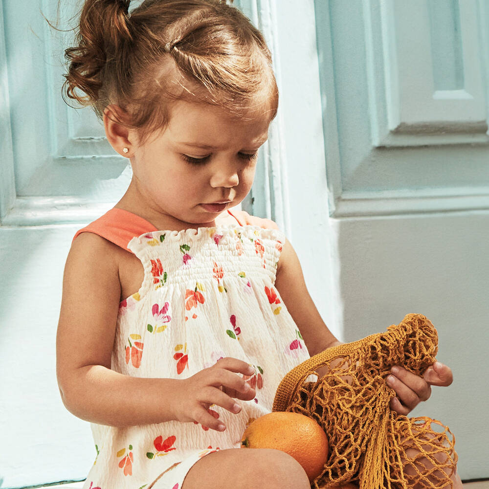 Mayoral-Girls Orange & Cream Jersey Ensemble | Childrensalon Outlet
