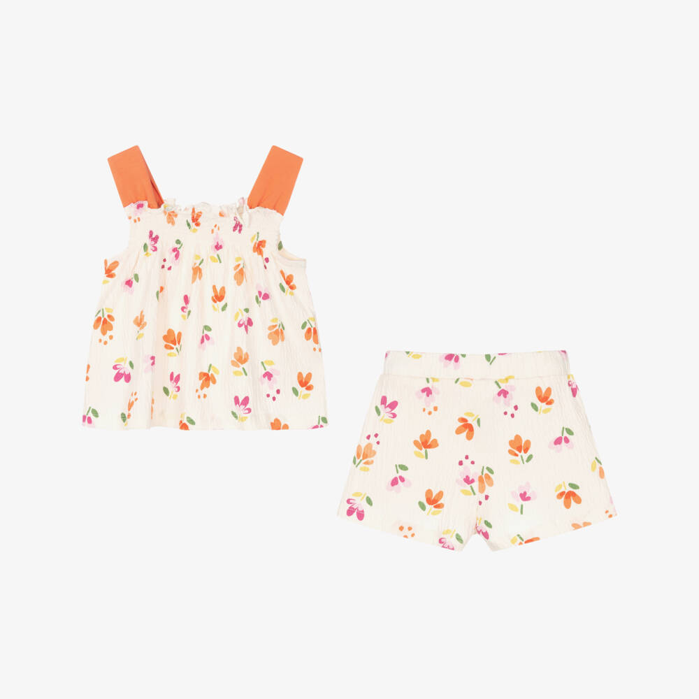 Mayoral-Girls Orange & Cream Jersey Ensemble | Childrensalon Outlet