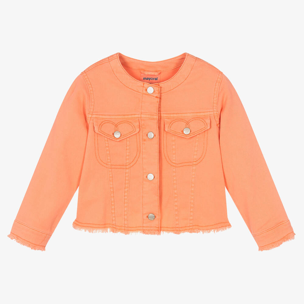 Mayoral - Girls Orange Denim Jacket | Childrensalon