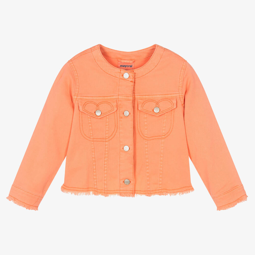 Mayoral Girls Denim Jacket Girls Toddler 2 Year Orange Cotton by Childrensalon