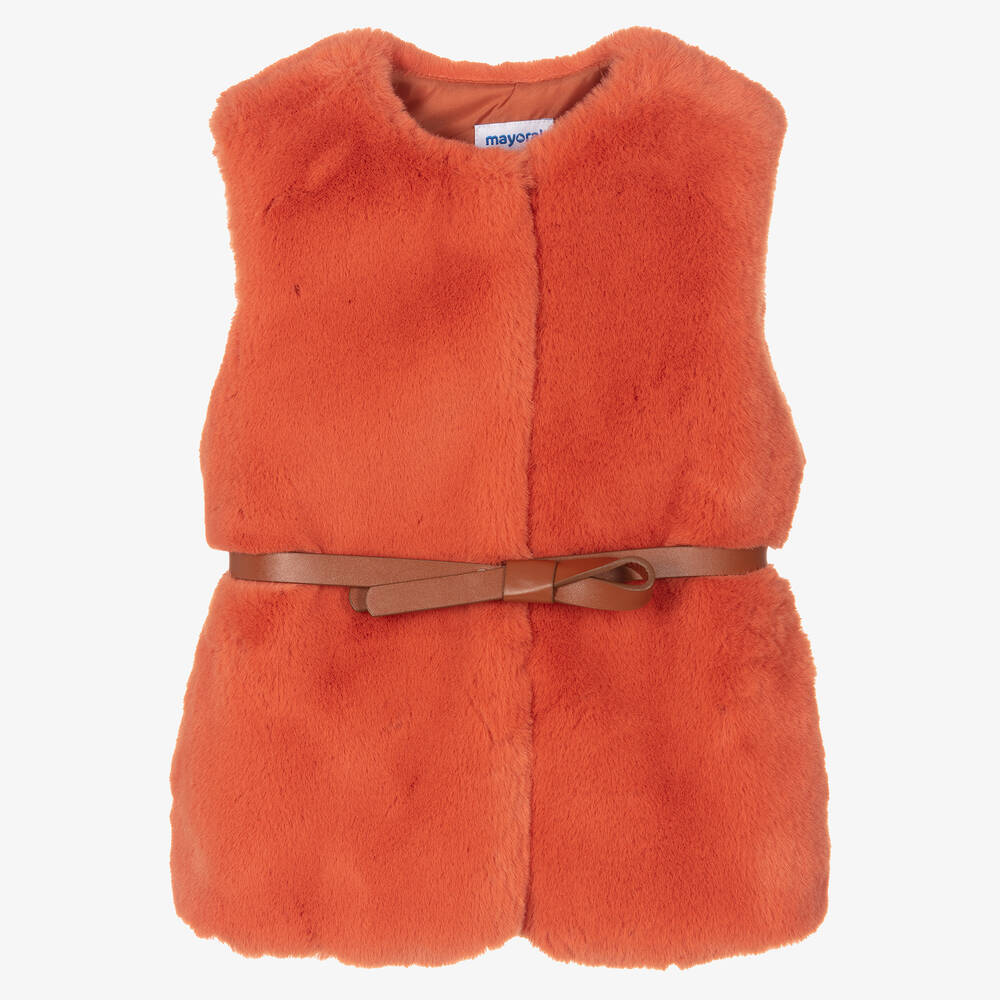 Orange fur vest best sale