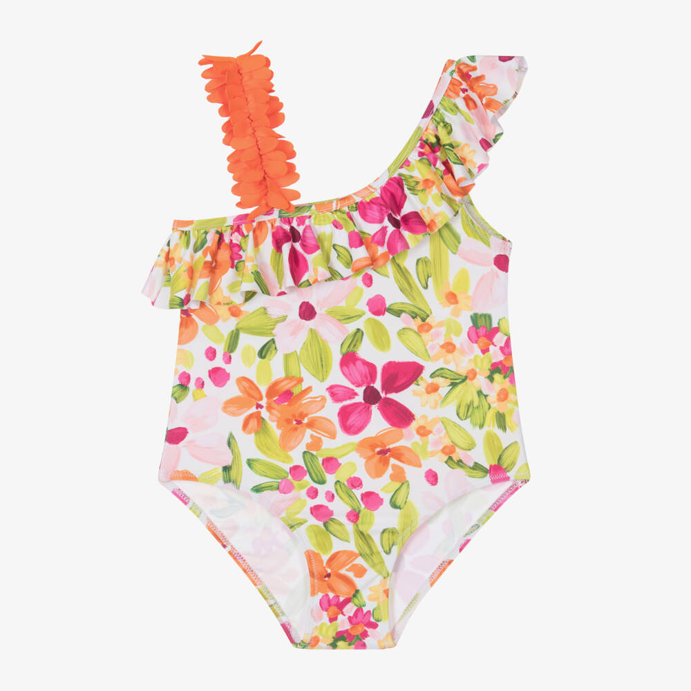 Mayoral-Girls Orange Floral Swimsuit | Childrensalon Outlet