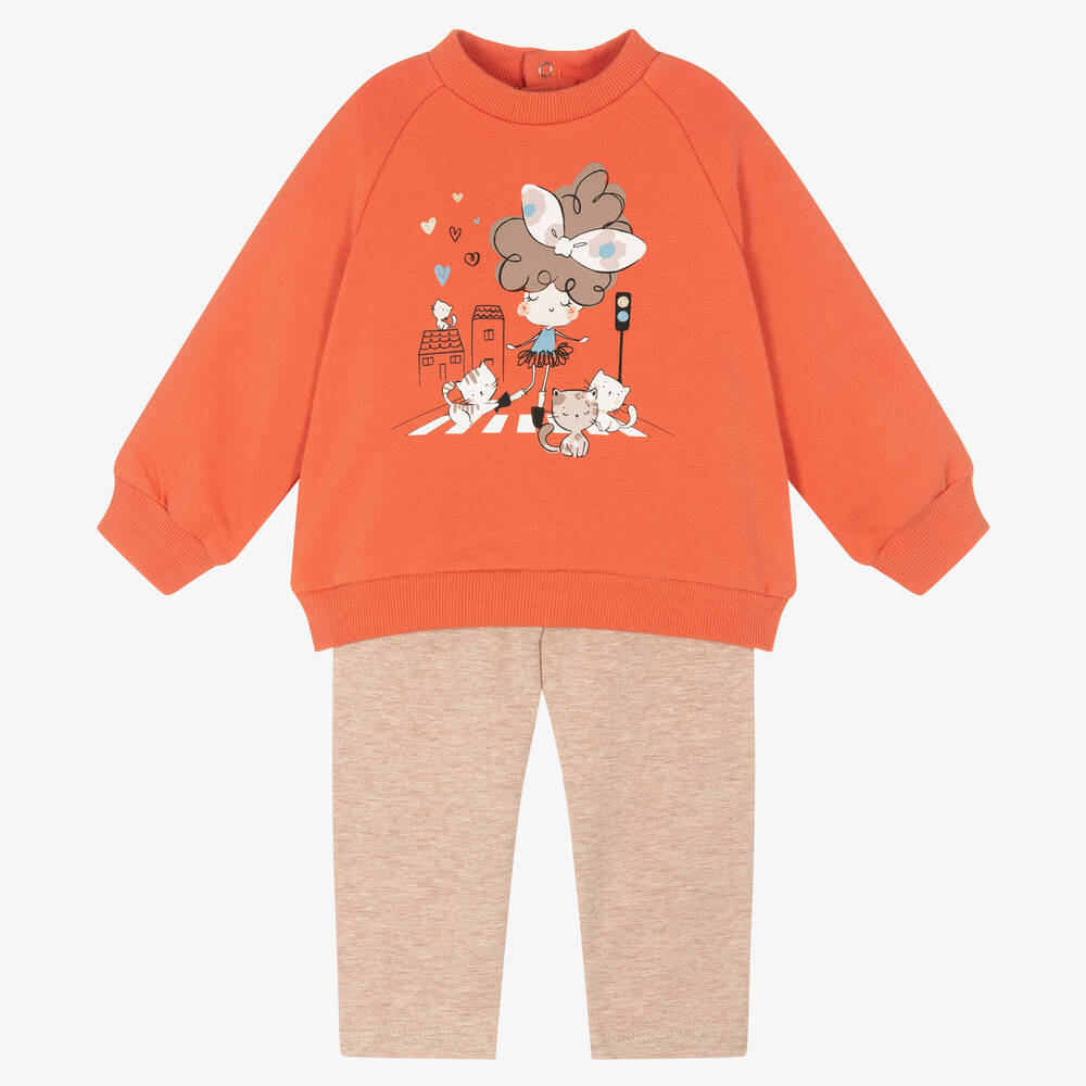 Mayoral - Girls Orange Leggings Set  | Childrensalon