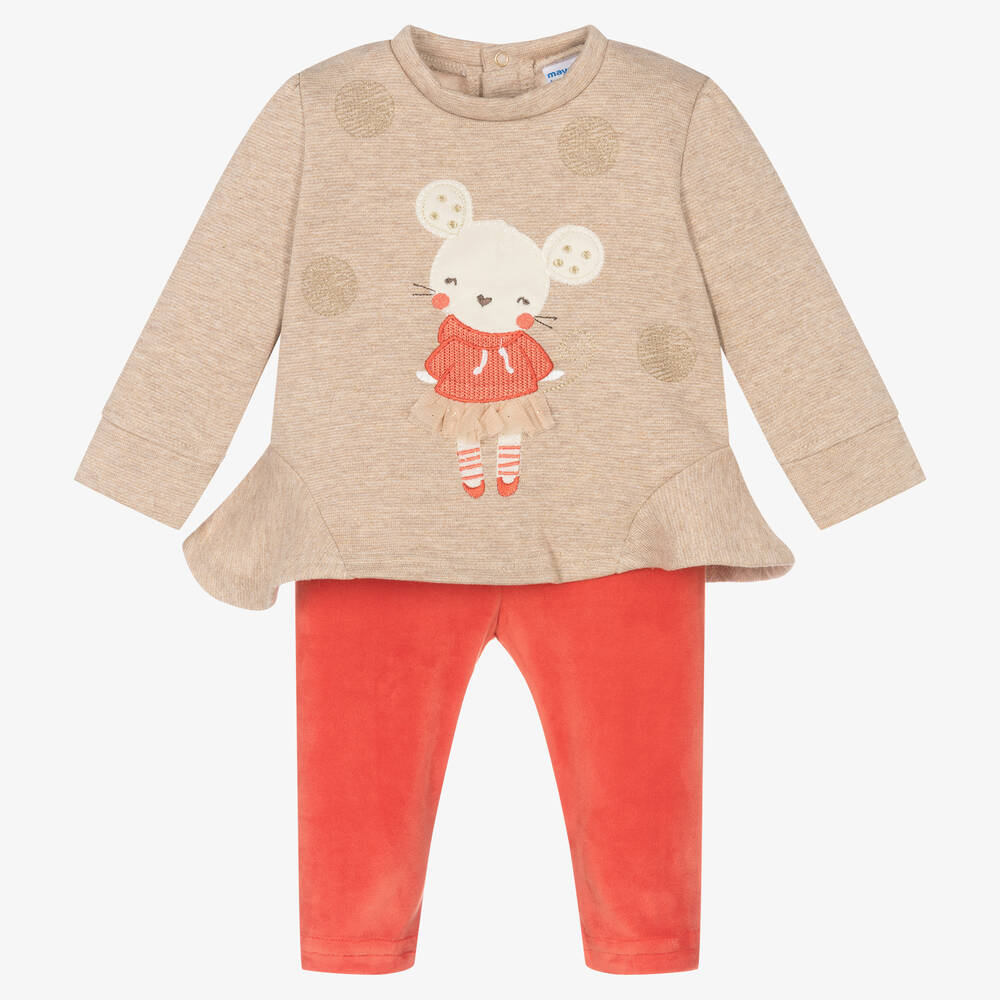 Mayoral Girls Orange Leggings Set Childrensalon Outlet