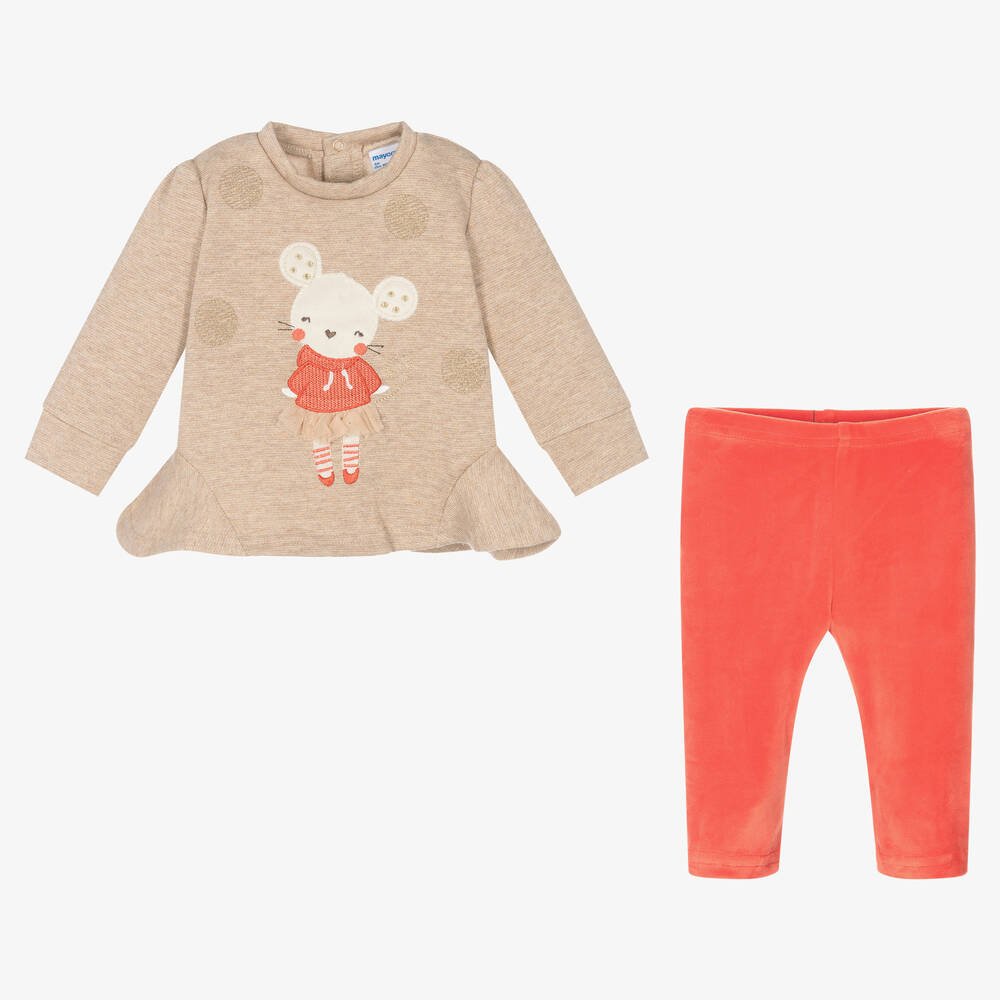 Mayoral Girls Orange Leggings Set Childrensalon Outlet
