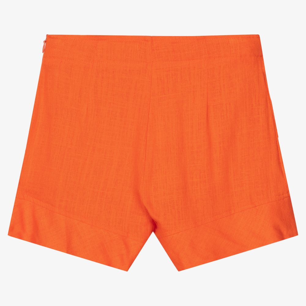 Mayoral-Оранжевые льняные шорты для девочек | Childrensalon Outlet