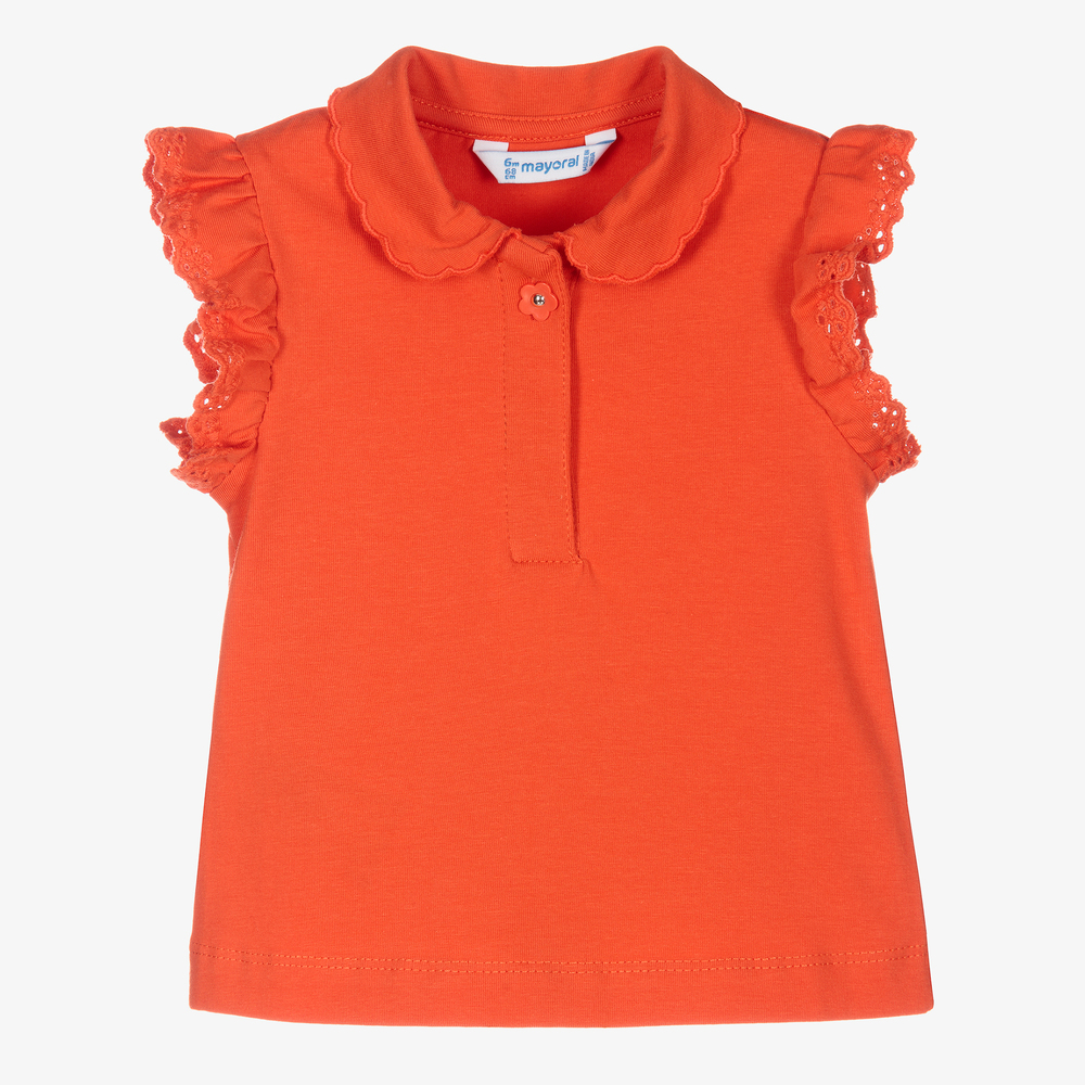 Mayoral - Polo orange Fille | Childrensalon