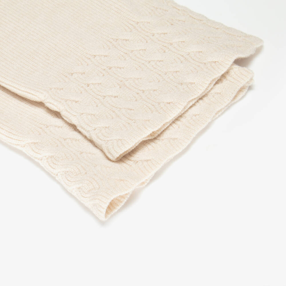 Mayoral-Girls Pale Beige Knitted Trouser Set | Childrensalon Outlet