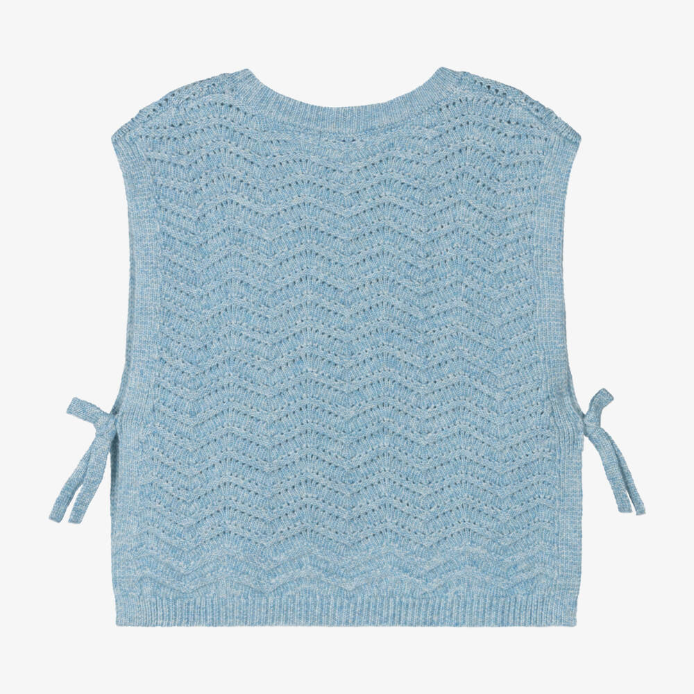Mayoral-Girls Pale Blue Knitted Vest | Childrensalon Outlet