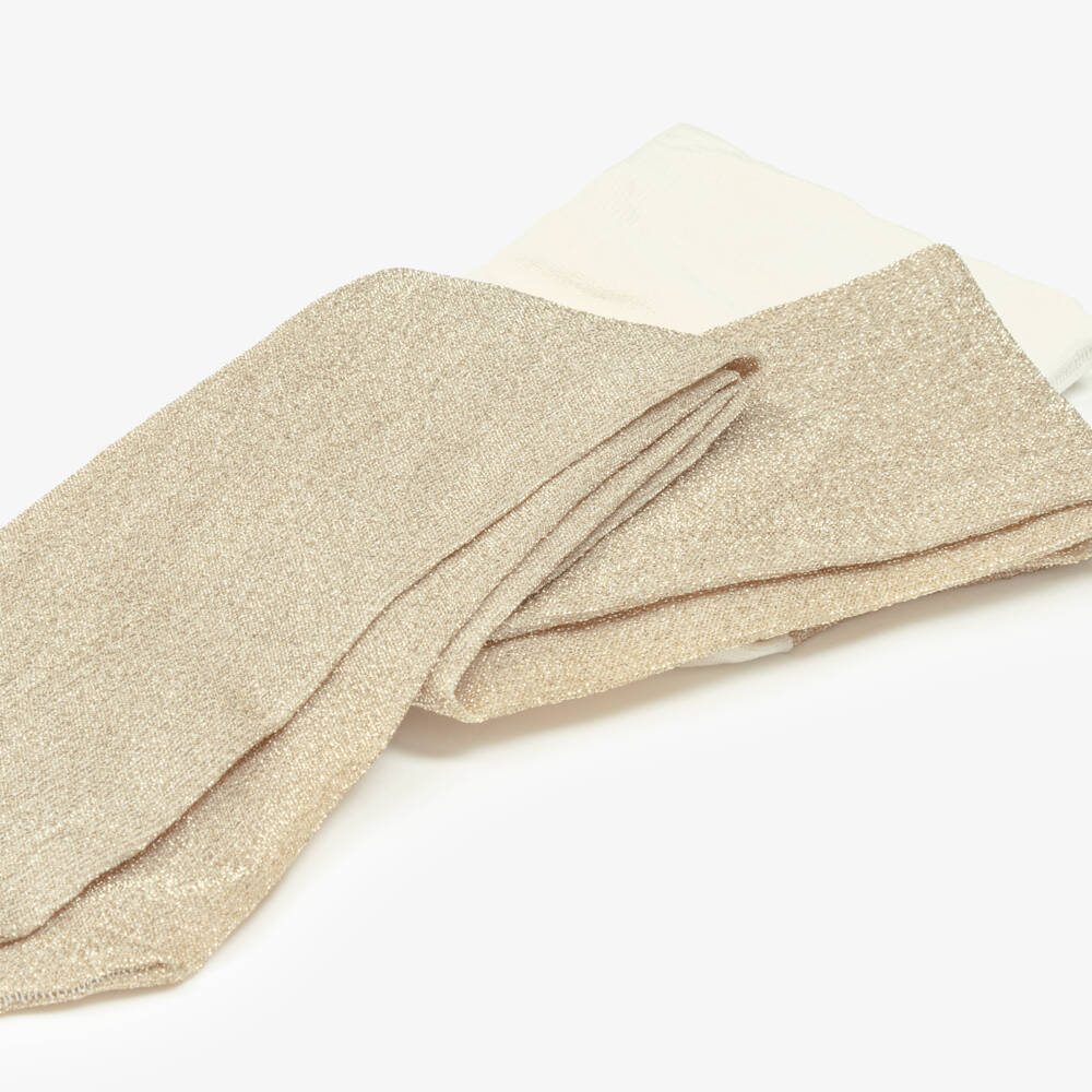 Mayoral-Girls Pale Gold Lurex Tights | Childrensalon Outlet