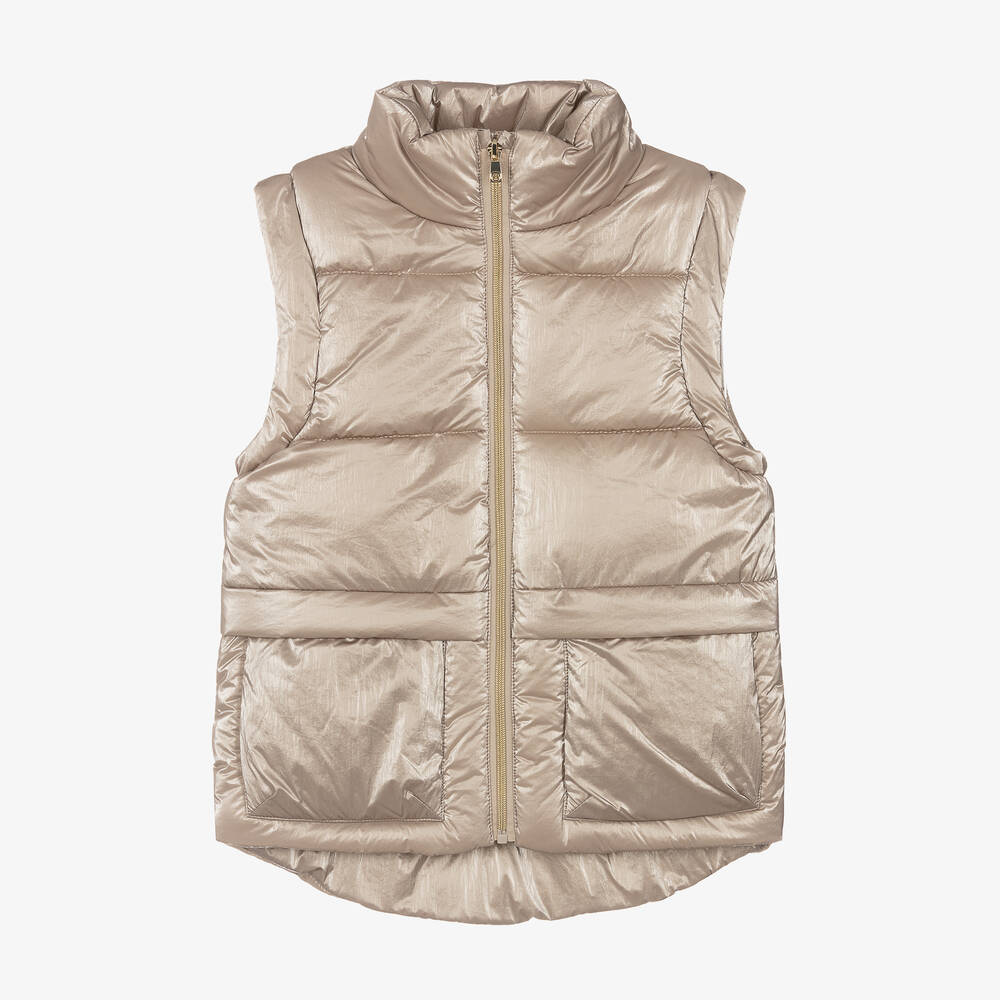 Mayoral-Girls Pale Gold Padded Gilet | Childrensalon Outlet