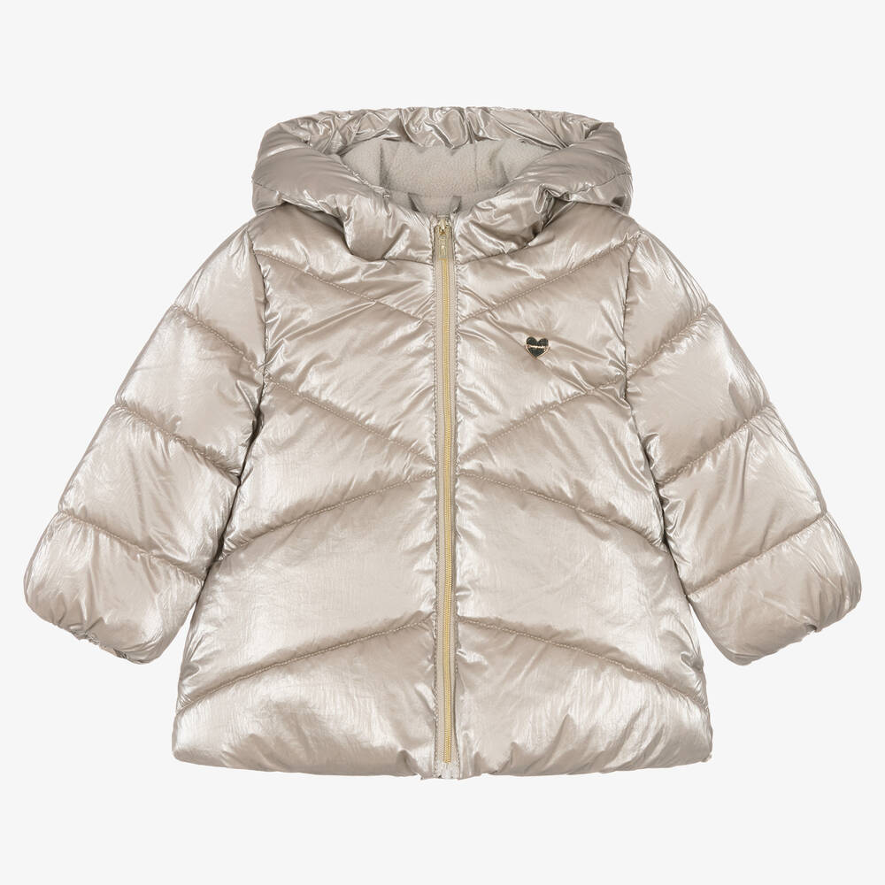 Mayoral - Girls Pale Gold Puffer Coat | Childrensalon