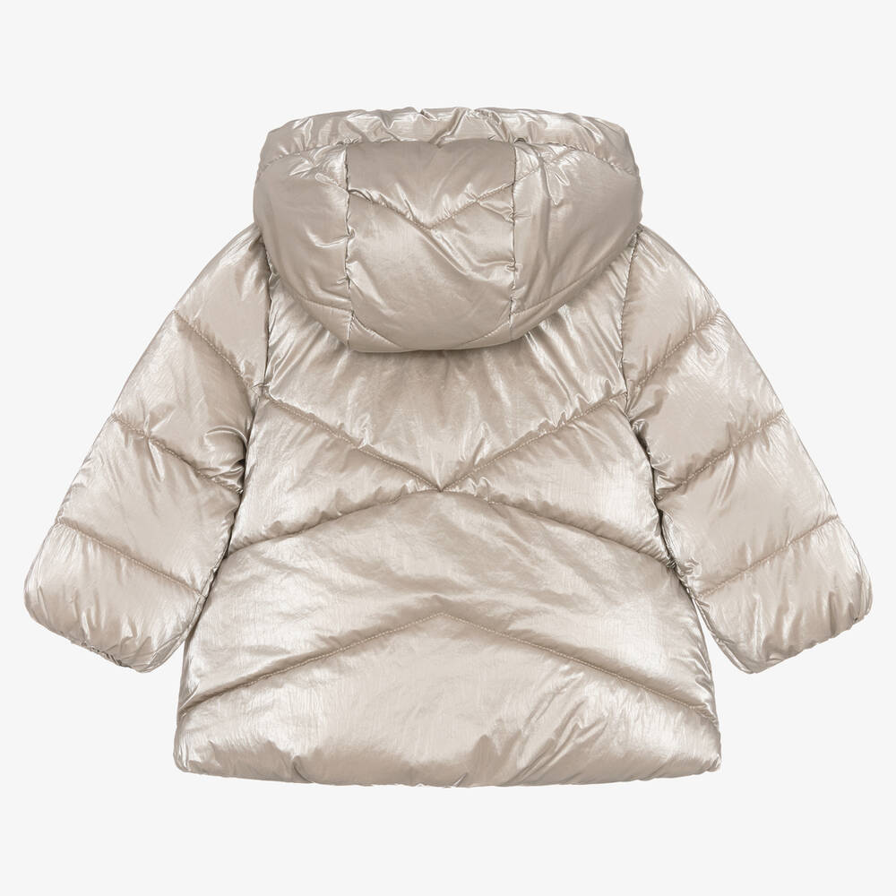 Mayoral-معطف بافر هودي لون ذهبي أطفال بناتي | Childrensalon Outlet