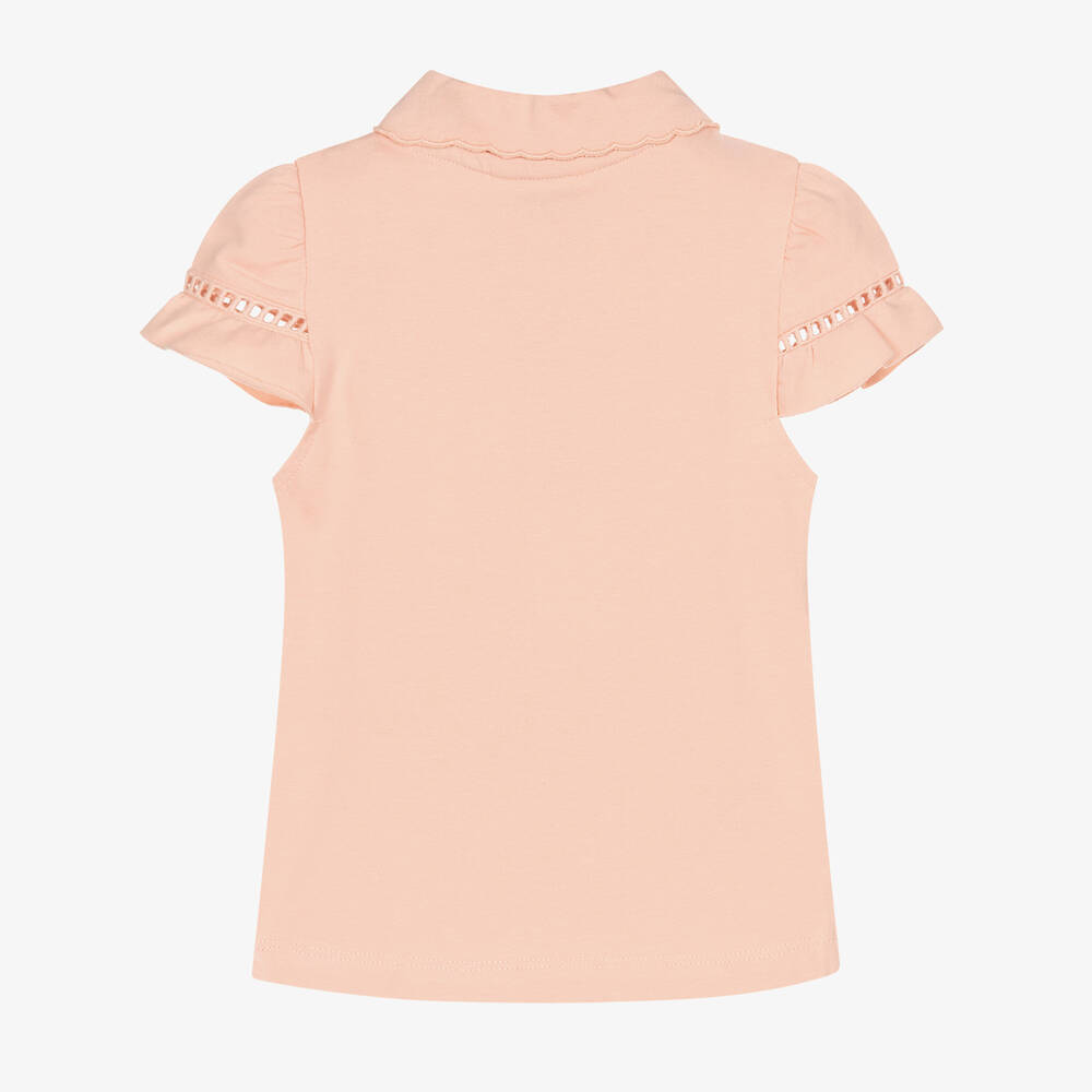 Mayoral-Розовая хлопковая рубашка поло | Childrensalon Outlet
