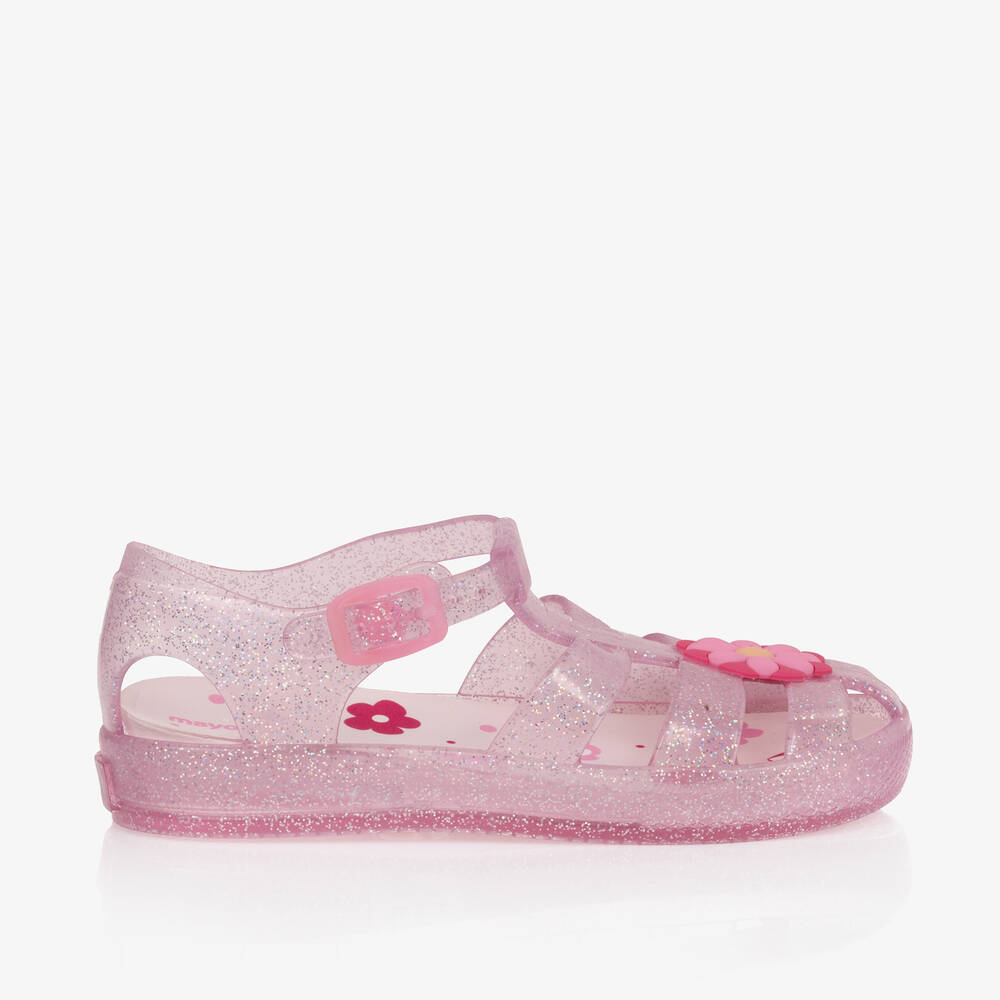 Mayoral-Girls Pale Pink Flower Jelly Shoes | Childrensalon Outlet