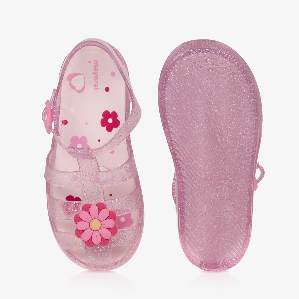 Mayoral-Girls Pale Pink Flower Jelly Shoes | Childrensalon Outlet