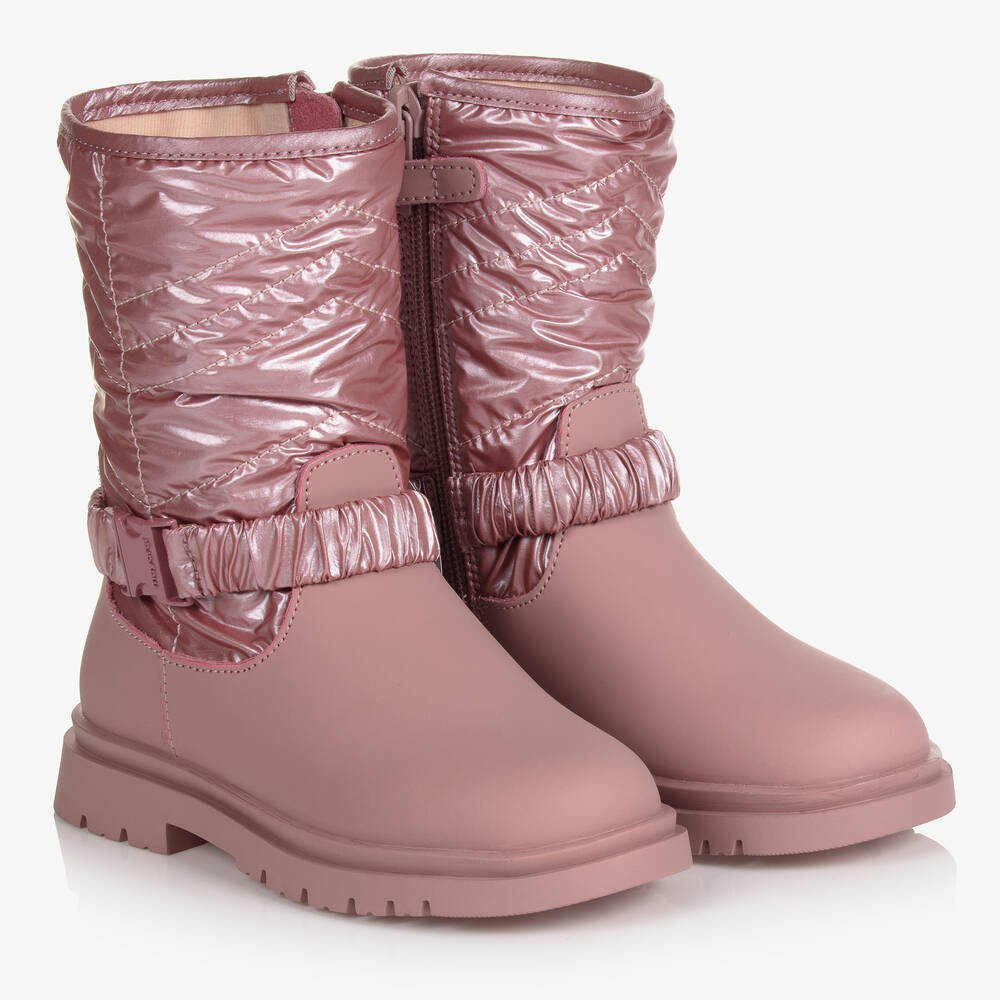 Mayoral - Bottes rose clair en cuir fille | Childrensalon