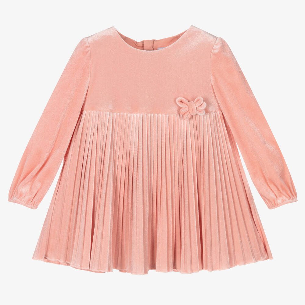 Mayoral - Girls Pale Pink Velour Dress | Childrensalon