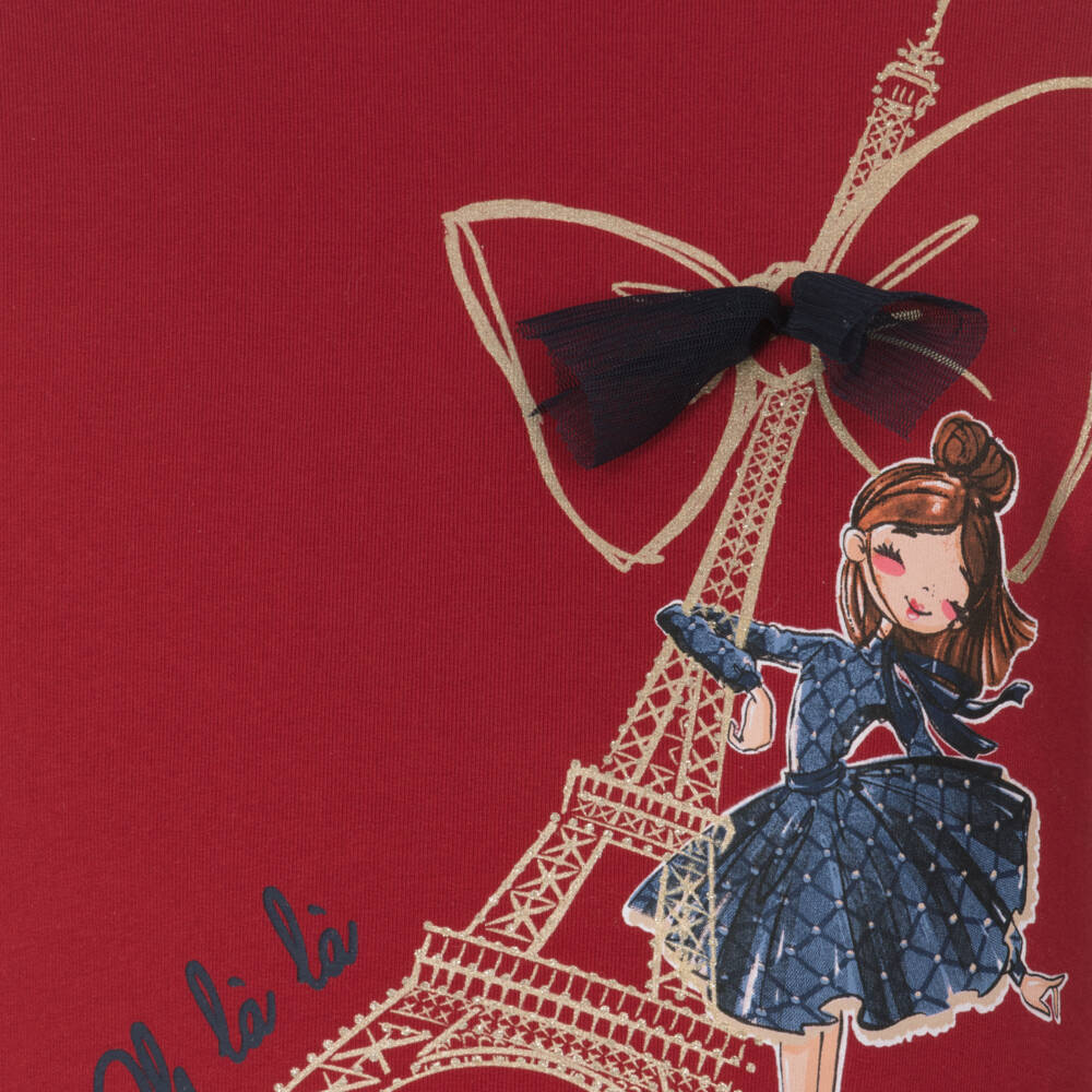 Mayoral-Girls Parisian Red Cotton Top | Childrensalon Outlet