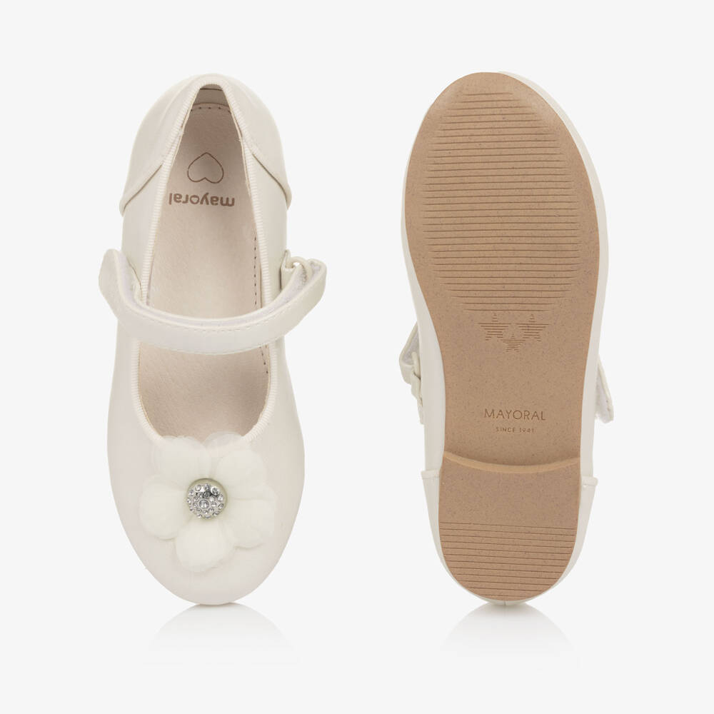 Mayoral-Балетки кремовые с цветочным узором для девочек | Childrensalon Outlet