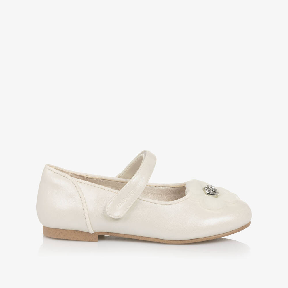 Mayoral-Балетки кремовые с цветочным узором для девочек | Childrensalon Outlet