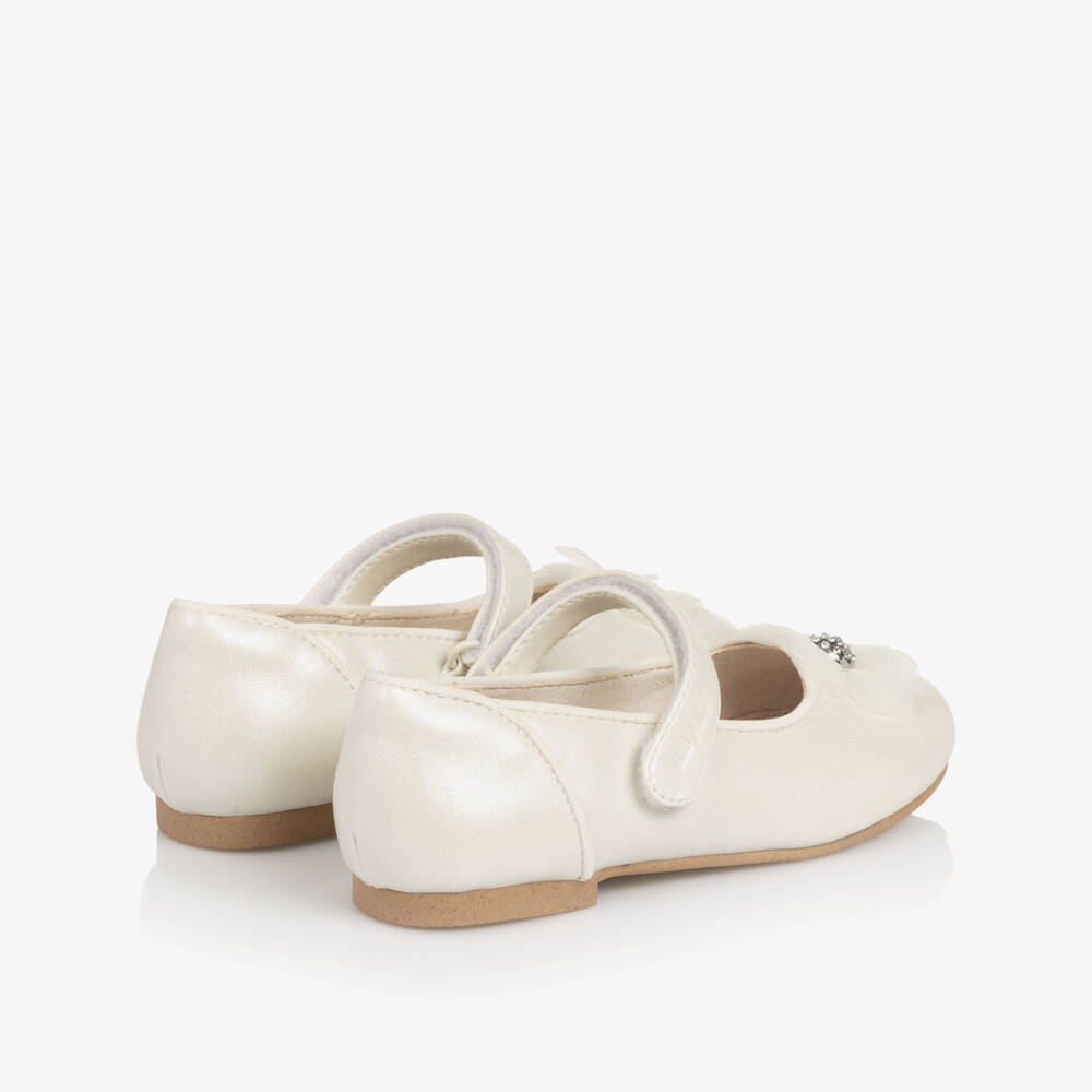 Mayoral-Балетки кремовые с цветочным узором для девочек | Childrensalon Outlet