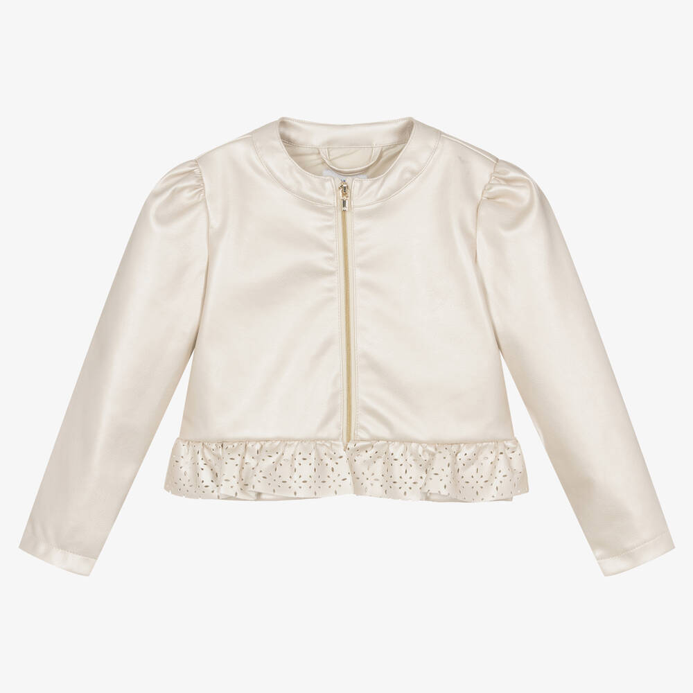 Mayoral - Girls Pearlescent Faux Leather Jacket | Childrensalon