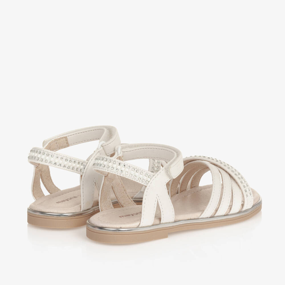 Mayoral-Girls Pearly White Velcro Sandals | Childrensalon Outlet