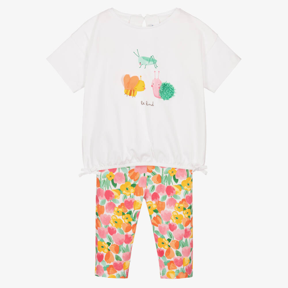 Mayoral-Girls' Pink and Multicolour Floral Leggings Set | Childrensalon Outlet
