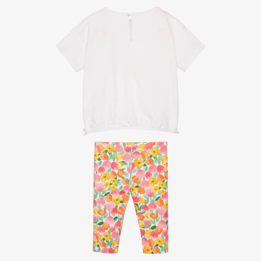 Mayoral-Girls' Pink and Multicolour Floral Leggings Set | Childrensalon Outlet