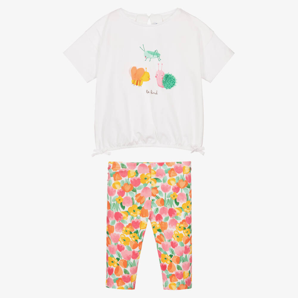 Mayoral-Girls' Pink and Multicolour Floral Leggings Set | Childrensalon Outlet
