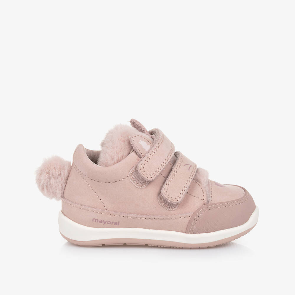 Mayoral-Girls Pink Animal Face First Walker Trainers | Childrensalon Outlet