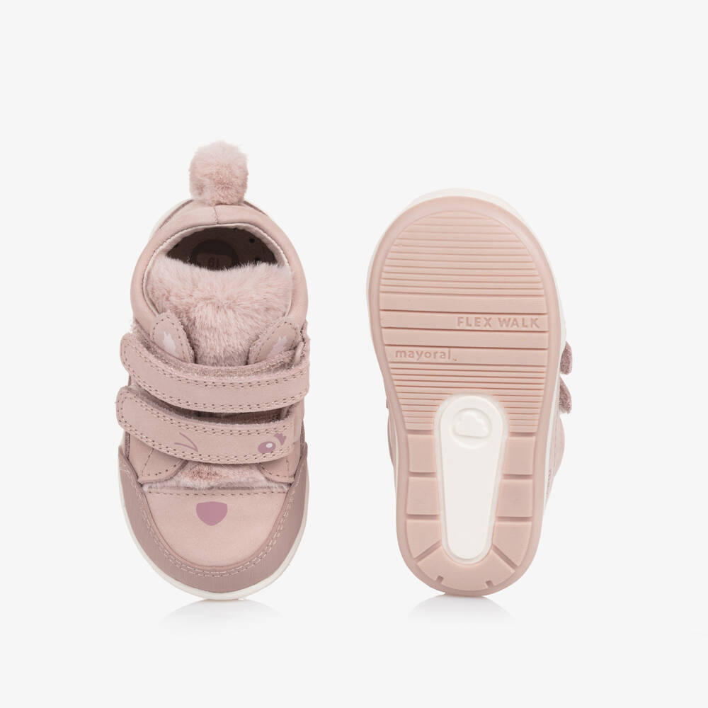 Mayoral-Girls Pink Animal Face First Walker Trainers | Childrensalon Outlet