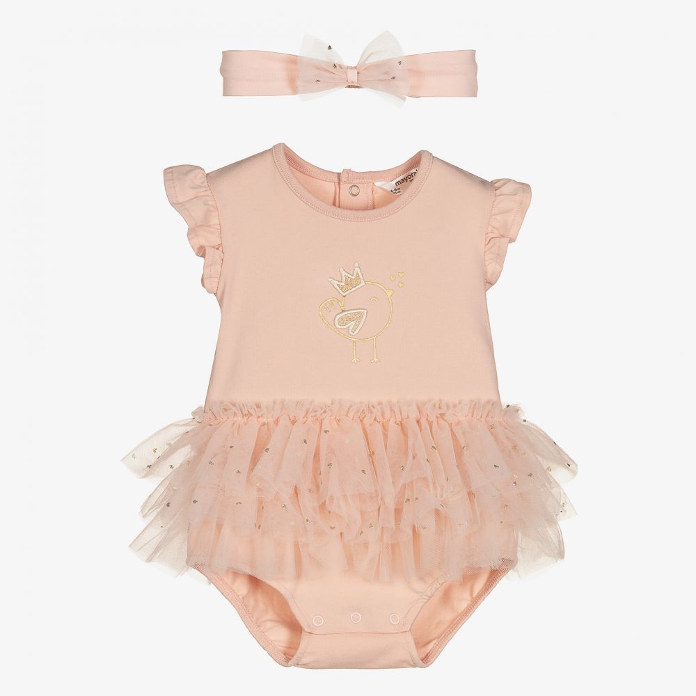 Mayoral Newborn - Girls Pink Babysuit Gift Set | Childrensalon