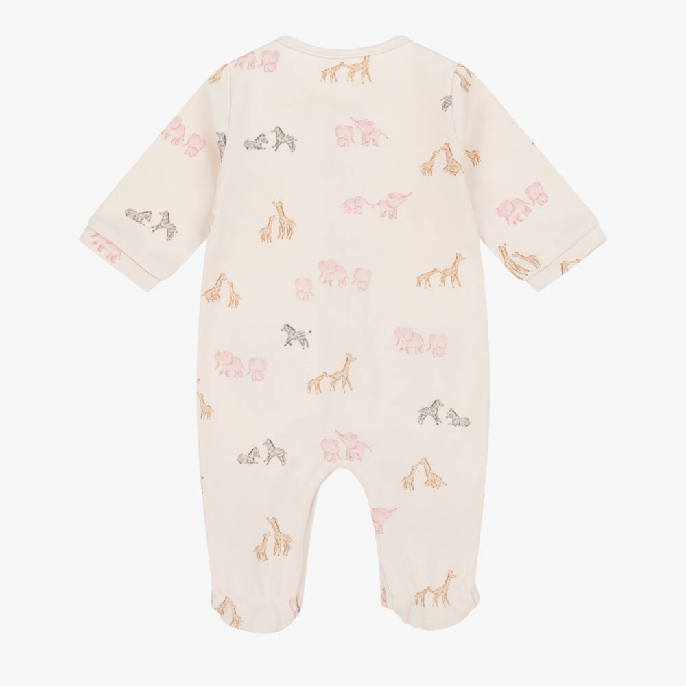 Mayoral Newborn-Girls Pink & Beige Cotton Babygrows (2 Pack) | Childrensalon Outlet