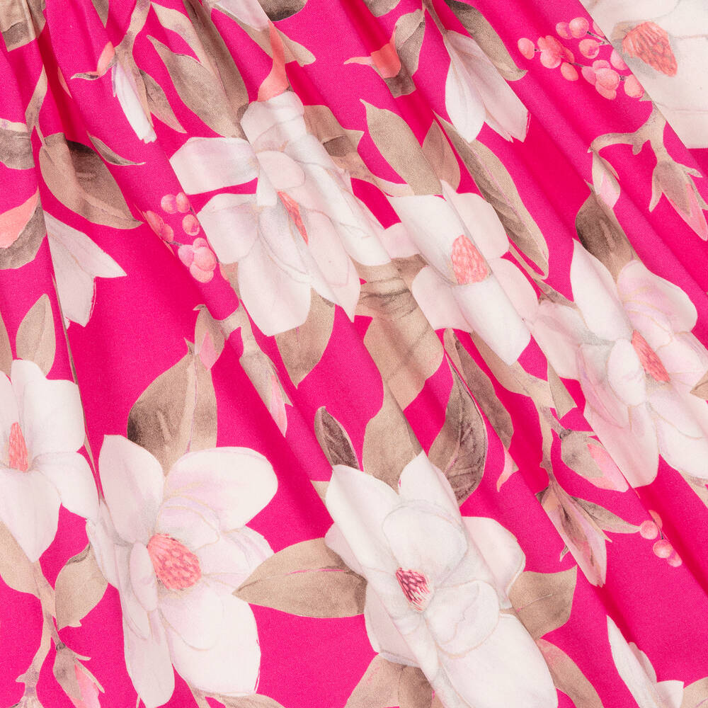 Mayoral-Розовое хлопковое платье с бежевыми цветами | Childrensalon Outlet