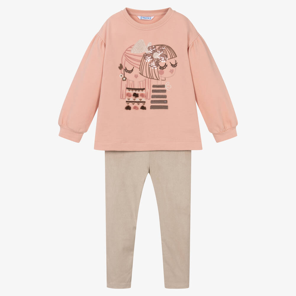 Mayoral - Ensemble legging rose et beige | Childrensalon