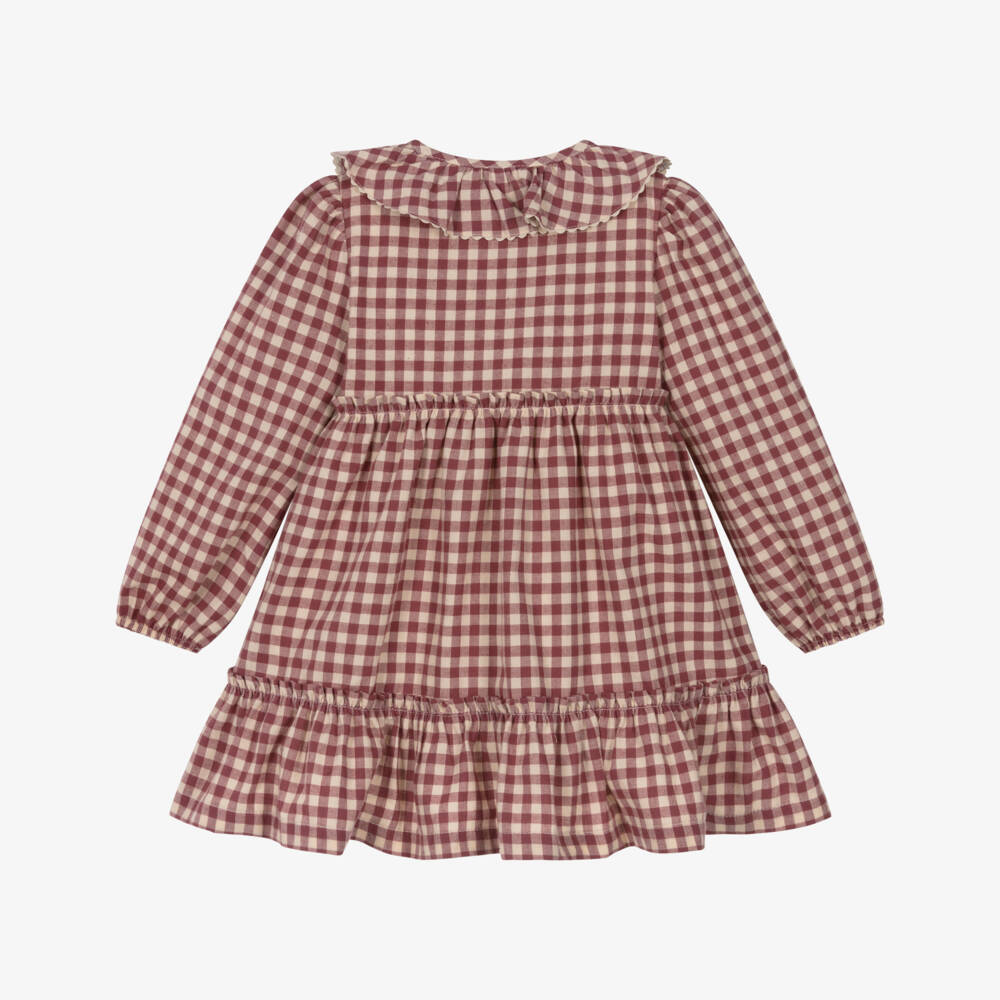 Mayoral-Girls Pink & Beige Gingham Check Dress | Childrensalon Outlet
