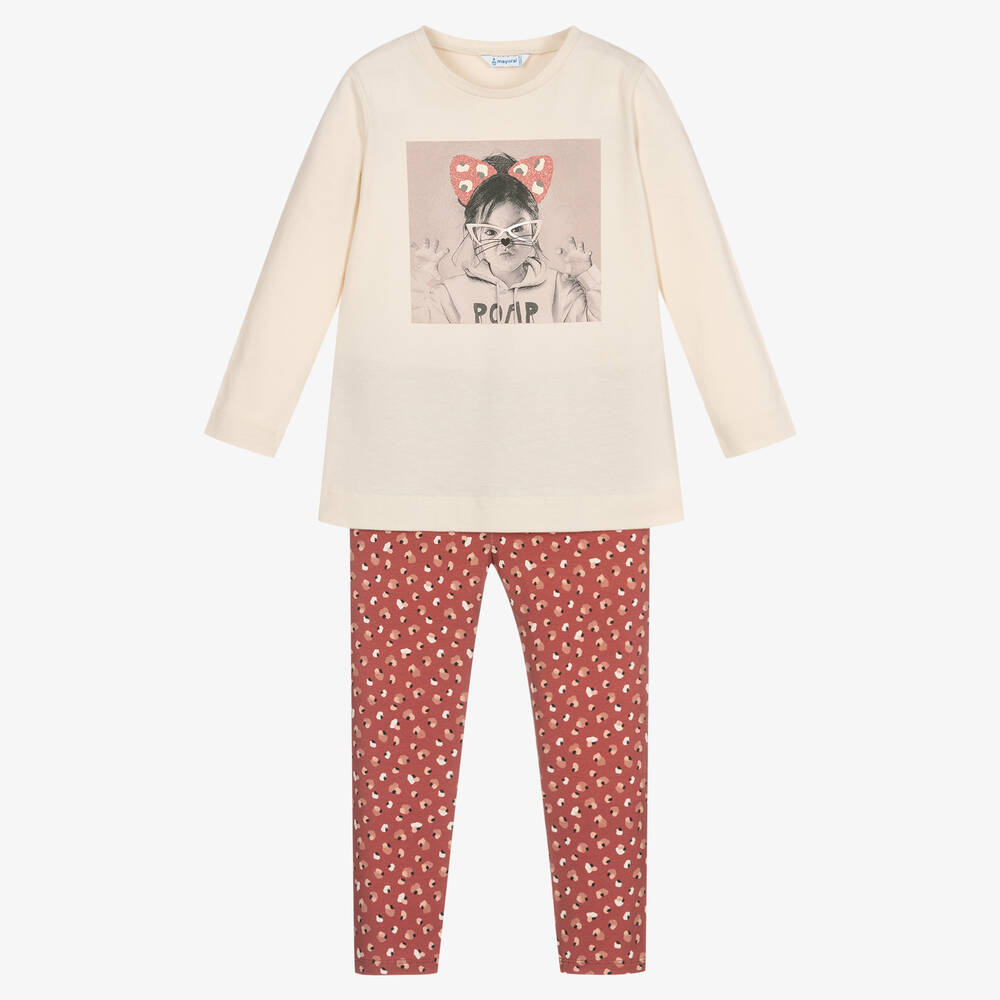 Mayoral - Ensemble legging rose et beige Fille | Childrensalon