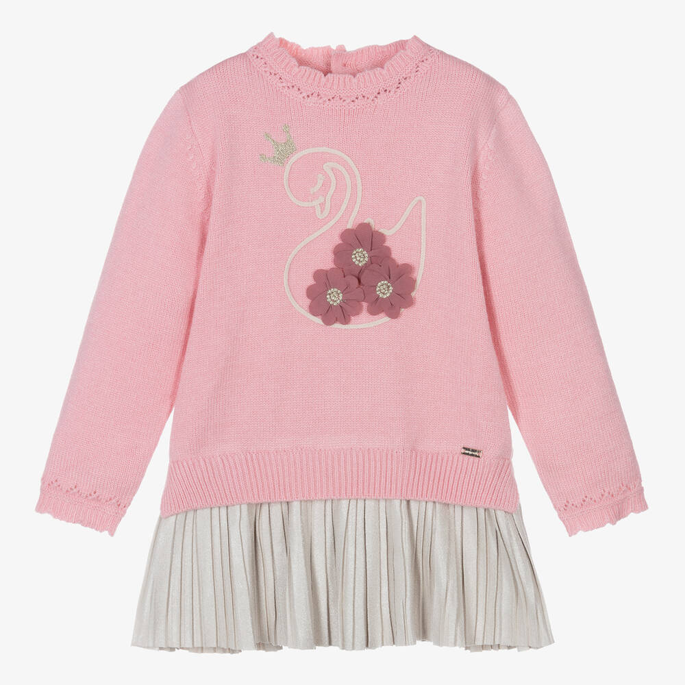 Mayoral - Розово-бежевое плиссированное платье | Childrensalon