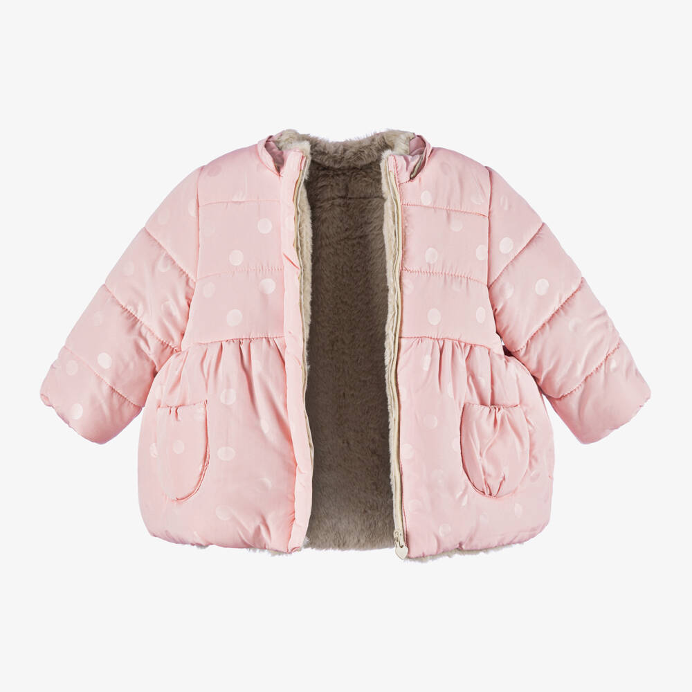 Mayoral-Розово-бежевая двусторонняя куртка | Childrensalon Outlet