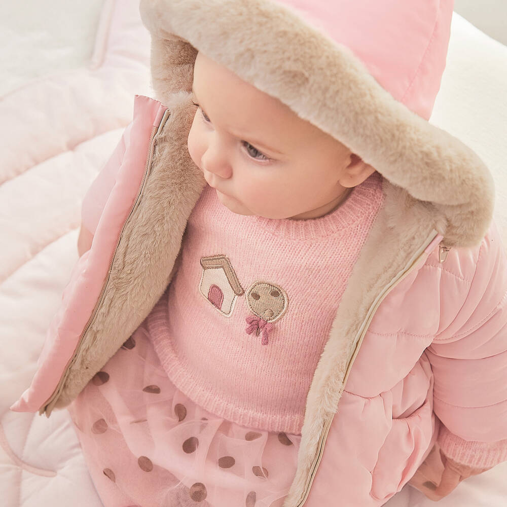 Mayoral-Розово-бежевая двусторонняя куртка | Childrensalon Outlet