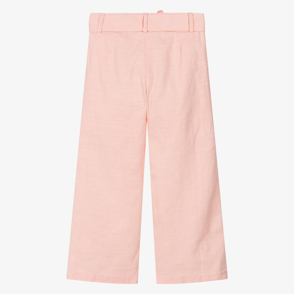Mayoral-Girls Pink Belted Wide Trousers | Childrensalon Outlet