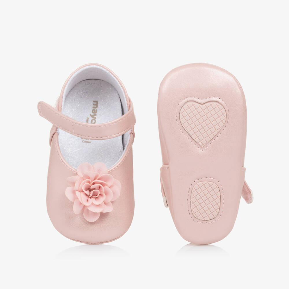 Mayoral Newborn-Girls Pink Blossom Leatherette First Steps | Childrensalon Outlet