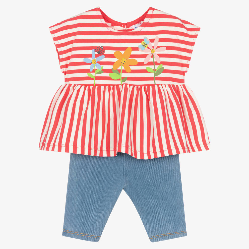 Mayoral-Girls Pink & Blue Cotton Leggings Set | Childrensalon Outlet