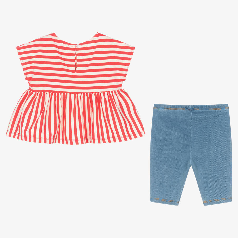 Mayoral-Розовый топ и голубые легинсы из хлопка | Childrensalon Outlet